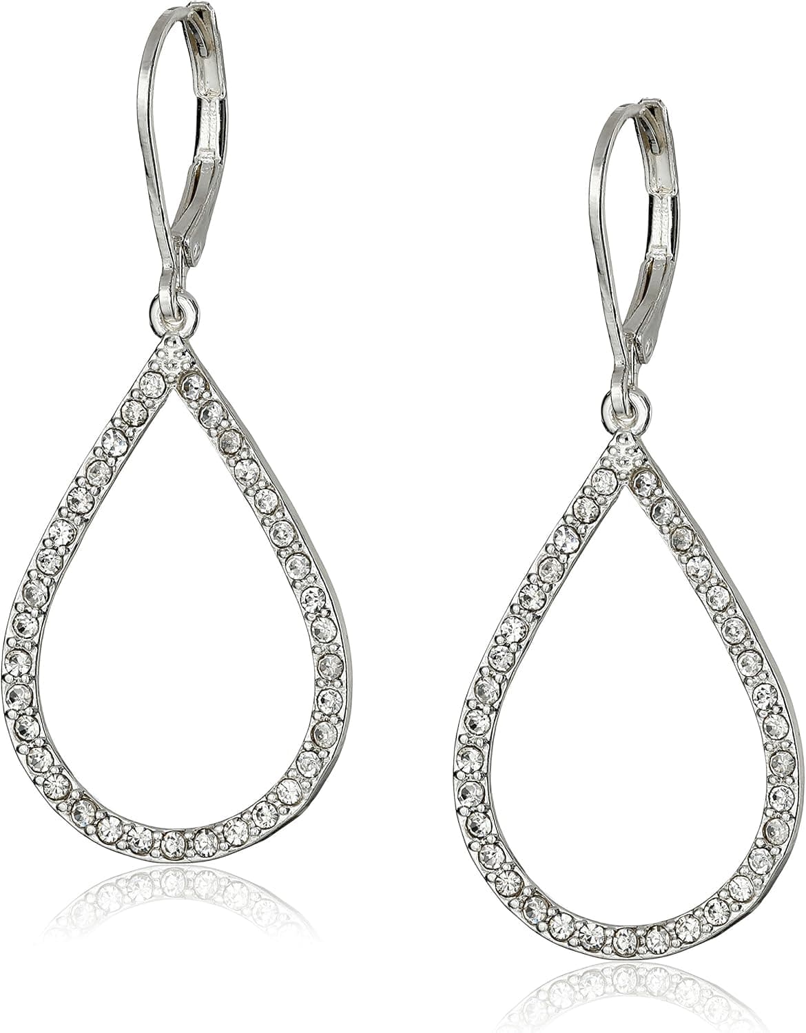 Sparkling Silver Teardrop Earrings by Anne Klein