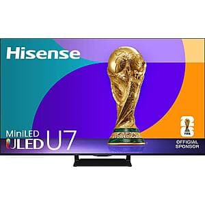 Hisense U7 Series 165Hz 4K MiniLED QLED TV: $1000 + Free Shipping