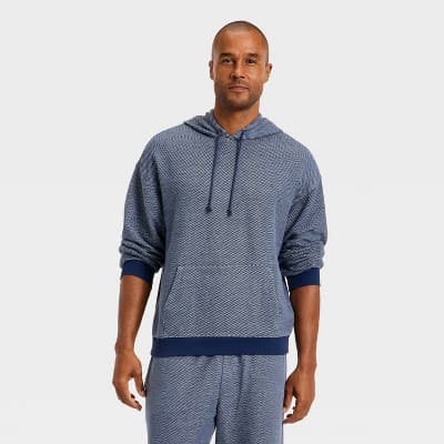 Men's Textured Knit Lounge Hoodie - Goodfellow & Co™ Blue S