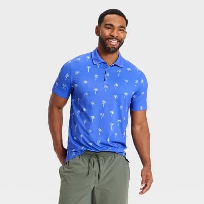 Men's Short Sleeve Textured Polo Shirt - All In Motion™ Daytime Blue XS