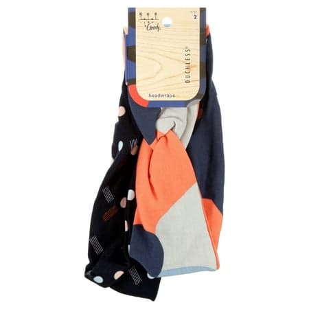 Goody Tru X Hola Lou Collab Ouchless?? Printed Twist Head Wraps Orange 2 Ct