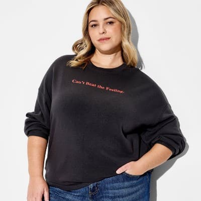 Women's Coke Can't Beat the Feeling Fleece Graphic Sweatshirt - Black 1X