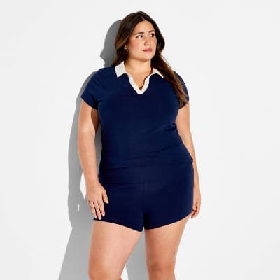 Women's Low-Rise Pull-On Shorts - Wild Fable™ Navy Blue 2X