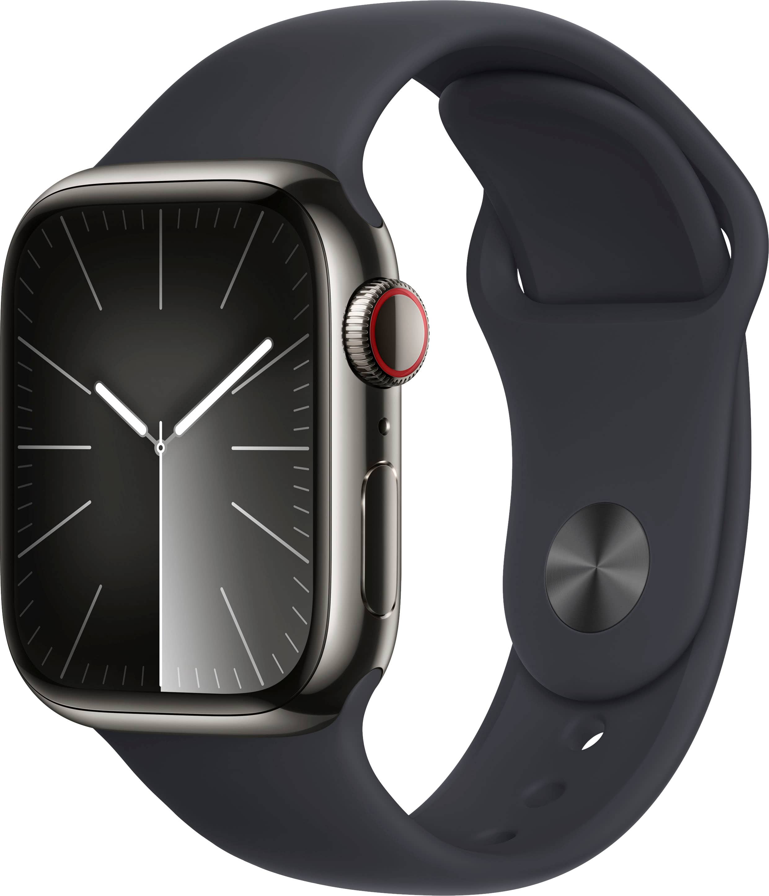 Refurbished Apple Watch Series 9 GPS + Cellular 41mm Stainless Steel Case with Midnight Sport Band (Small/Medium) - Graphite - (2023)