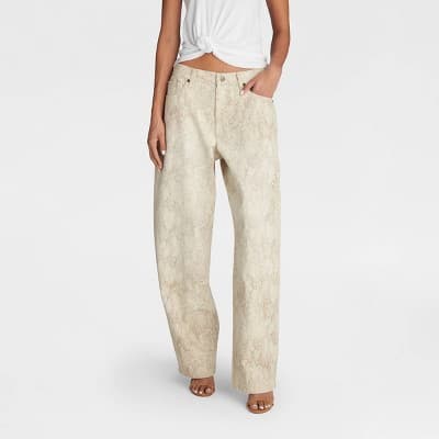 KBB by KAHLANA Women's Mid-Rise Barrel Leg 'The Kahlana Jean' - Gray Snakeskin 12