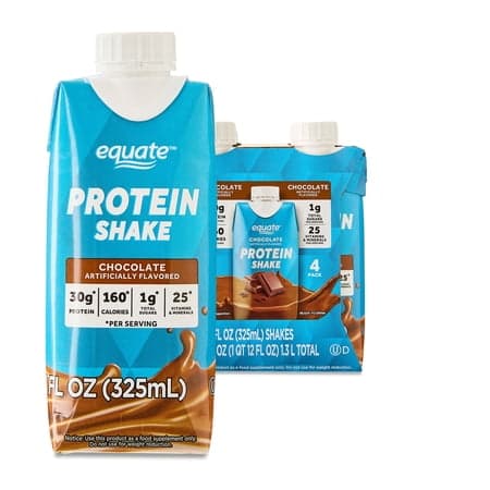 Equate High Performance Protein Shake, Chocolate, 44 oz., 4 ct.