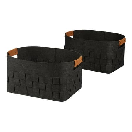 Mainstays Medium Woven Felt Basket, Dark Grey, Set of 2