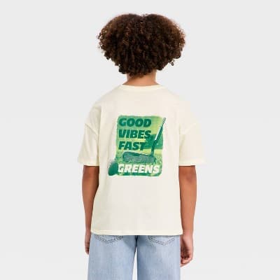Boys' Short Sleeve Golf Oversized Graphic T-Shirt - Cat & Jack™ Off White M