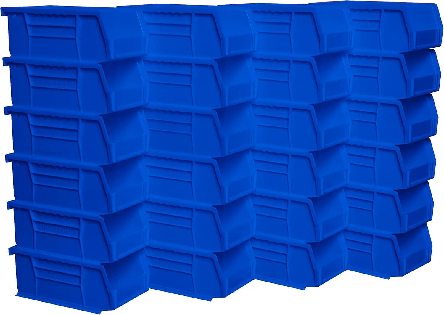 Akro-Mils 30220 AkroBins Plastic Storage Bins, Space-Saving Stackable Bins for Garage, Pantry, Craft Organization, 7" x 4" x 3", Blue, 24-Pack