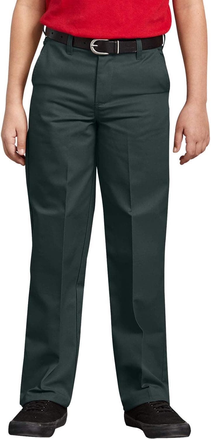 Dickies Boy's Flexwaist Flat Front Straight Leg School Uniform Pants – Adjustable Uniform Trousers for Schoolwear, Hunter Green, 6 US