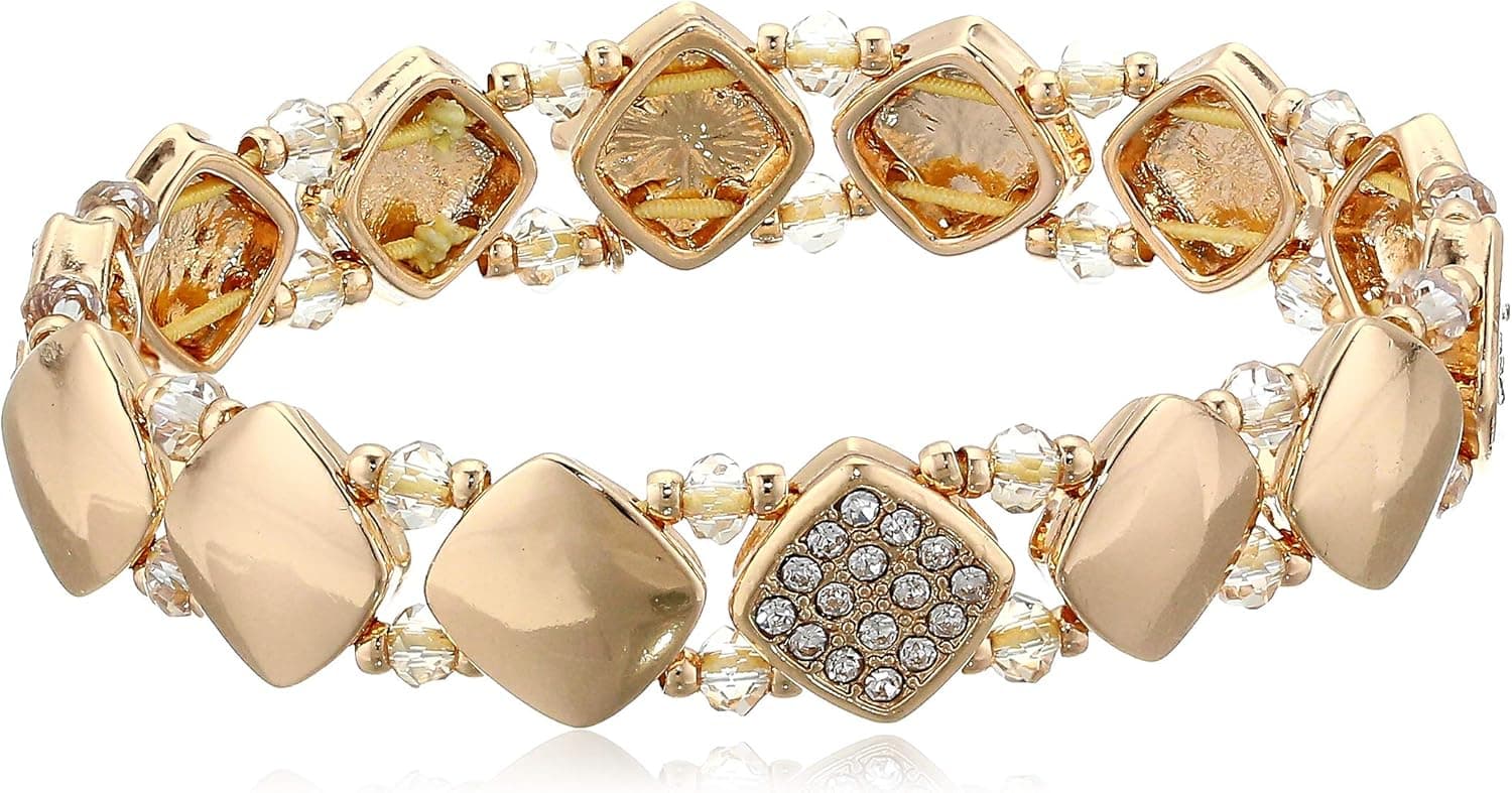 Sparkling Gold Bracelet: Nine West Crystal Stretch