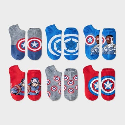 Boys' No Show Socks Captain America - S/M
