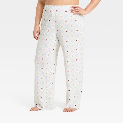 Women's Knit Wide Leg Pajama Pants - Wild Fable™ White 2X