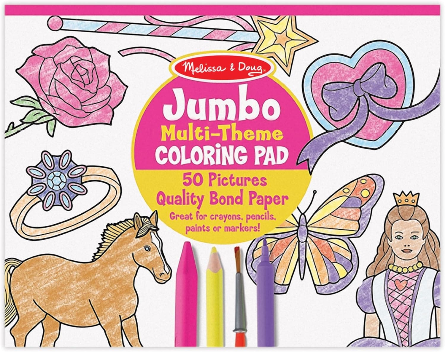 Melissa & Doug Jumbo Coloring Pad - Horses, Hearts, Flowers, and More