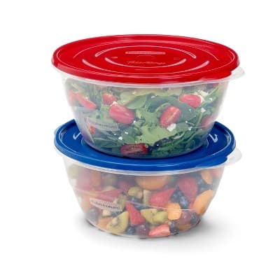 Rubbermaid 2pc TakeAlongs 15.7C/3.7L Serve Bowl Summer Food Storage Containers - Red/Blue