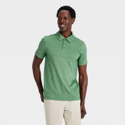 Men's Jacquard Polo Shirt - All in Motion™ Green L