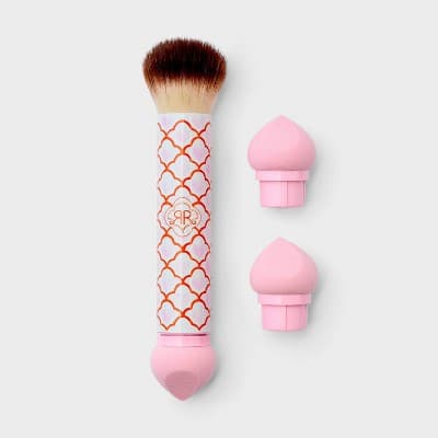 Geo Hearts Dual Sided Makeup Brush and Blender Pink - Roller Rabbit x Target