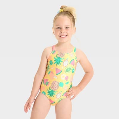 Toddler Girls' Multi Strap One Piece Swimsuit - Cat & Jack™ Yellow 12M
