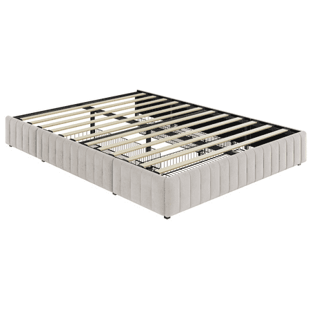 Renwick Queen Size Upholstered Bed Frame with 4 Storage Drawers for Adult, Beige