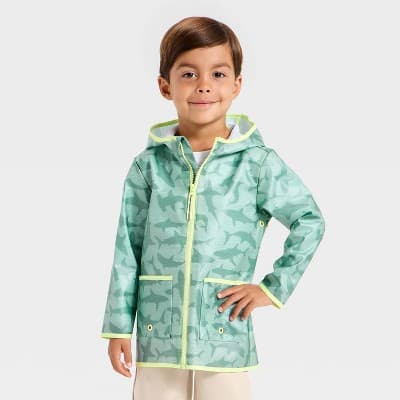Baby Boys' Shark Translucent Rain Jacket - Cat & Jack™ Green 18M