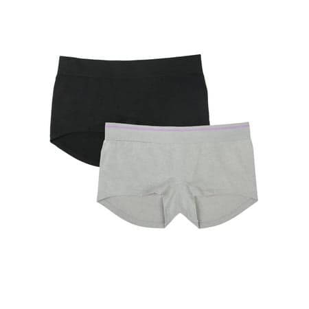 Fruit of the Loom Juniors Hey Shorty Seamless Boyshort, Black Hue/Grey Heather, 2-Pack