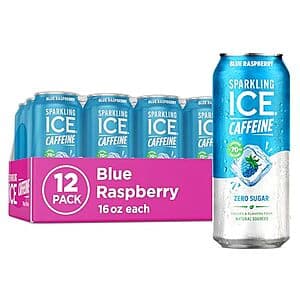 Sparkling Ice Caffeine Sparkling Water (Blue Raspberry) - 12 Pack