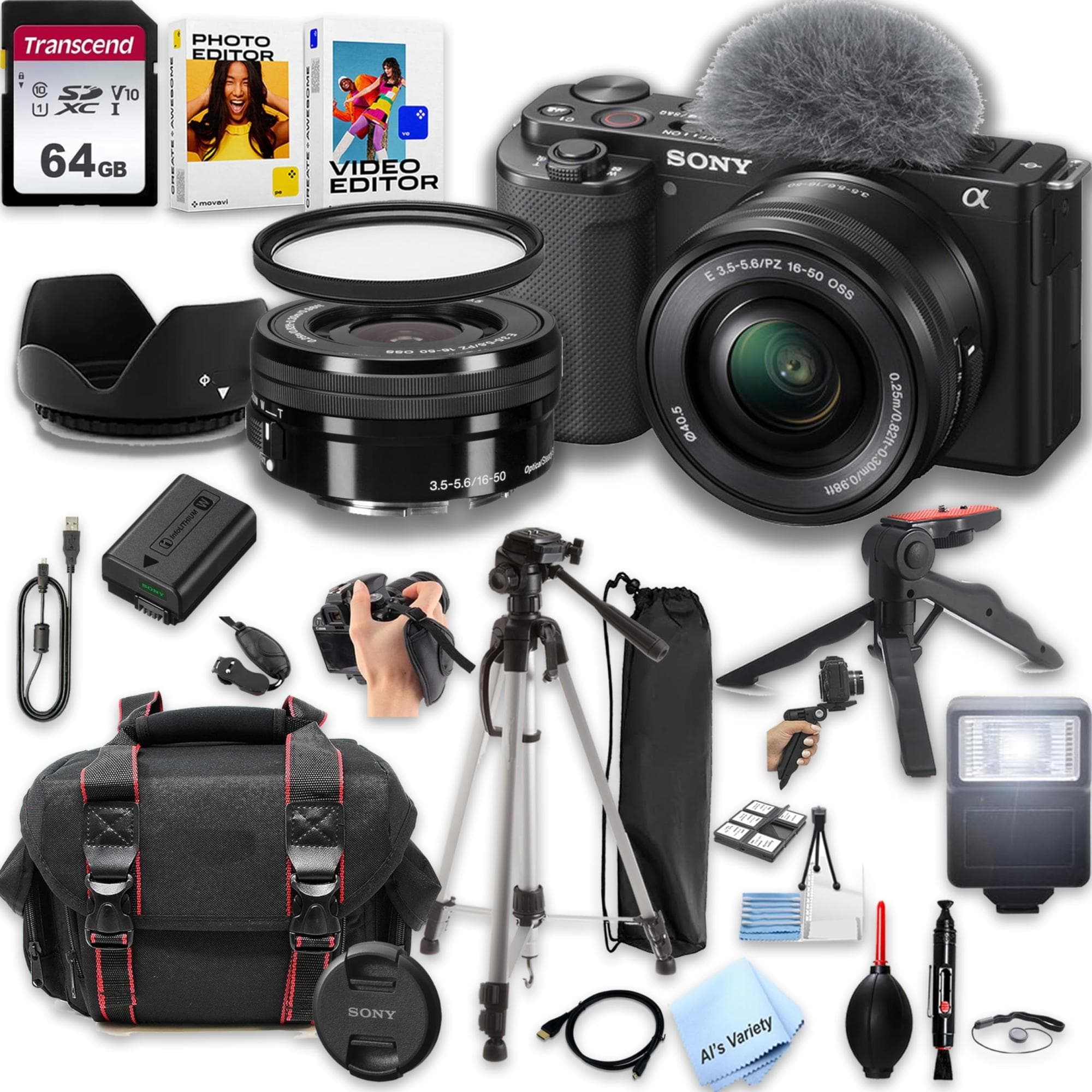 Sony ZV-E10 Mirrorless Camera Kit with 16-50mm Lens and 64GB SD Card - 12% Off