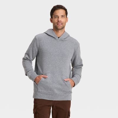Men's Every Wear Fleece Hooded Sweatshirt - Goodfellow & Co™ Charcoal Gray L
