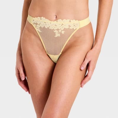 Women's Bloom Lace String Thong - Auden™ Yellow M