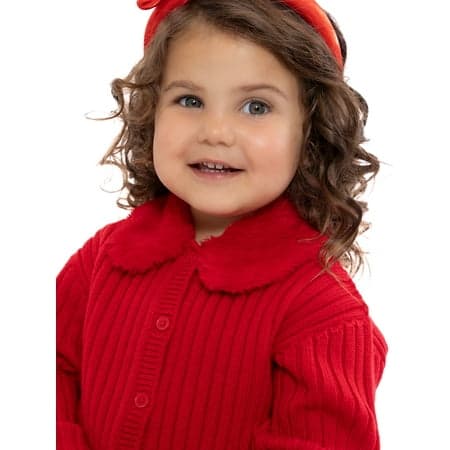 Wonder Nation Toddler Girls Cardigan Sweater with Faux Fur Collar, Lightweight, Sizes 12M-5T