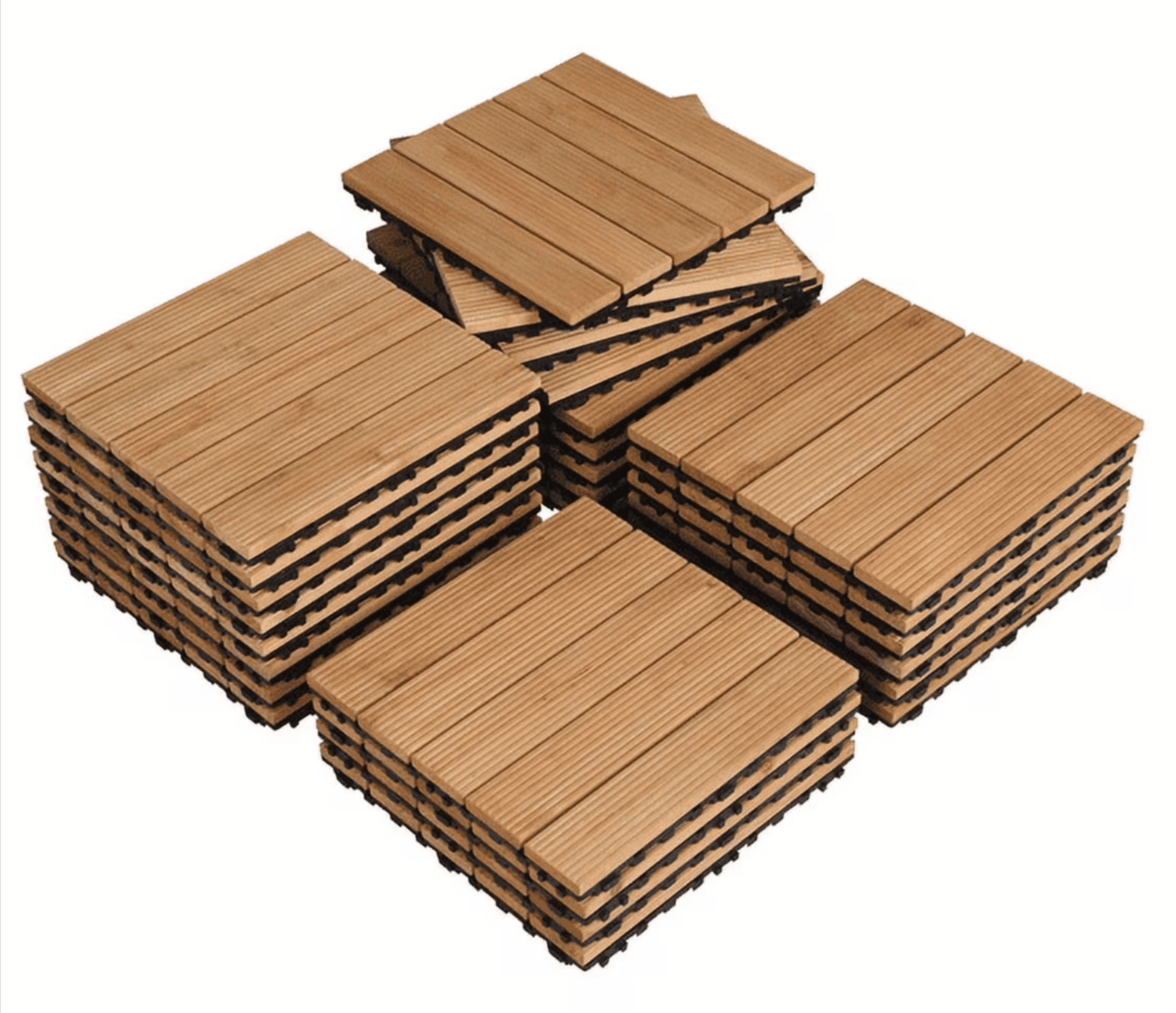 27-Piece Alden Design 12" x 12" Interlocking Wood Patio Deck Tiles Walmart