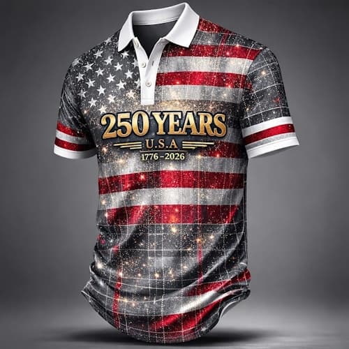Celebrate America's 250th with Patriotic US Flag Polo Shirts