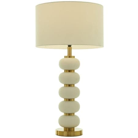 CosmoLiving by Cosmopolitan 28" Orbs Style Base White Table Lamp with Cream Linen Shade