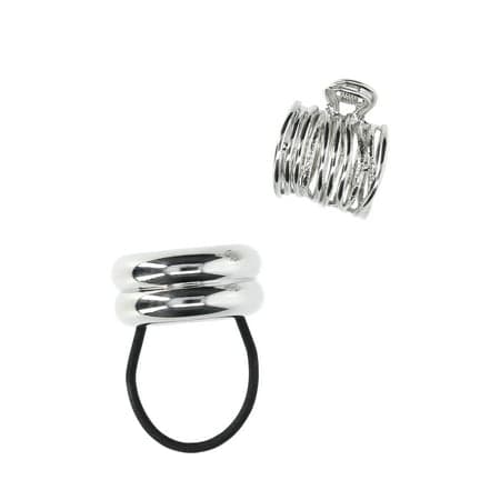 Time and Tru Metal Claw and Hair Tie, Silver