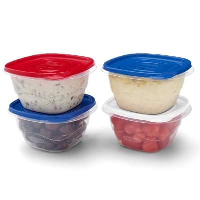 Rubbermaid 4pc TakeAlongs 5.2C/1.2L Deep Square Summer Food Storage Containers - Red/White/Blue