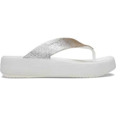 Crocs Women's Getaway Chunky Glitter Flip Flop Platform Sandals, White, W8