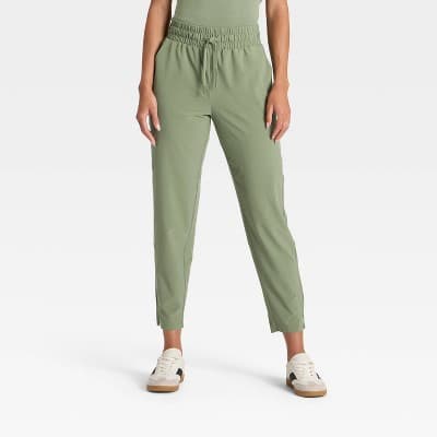 Women's Active Light High-Rise Taper Pants - All In Motion™ Olive Green M