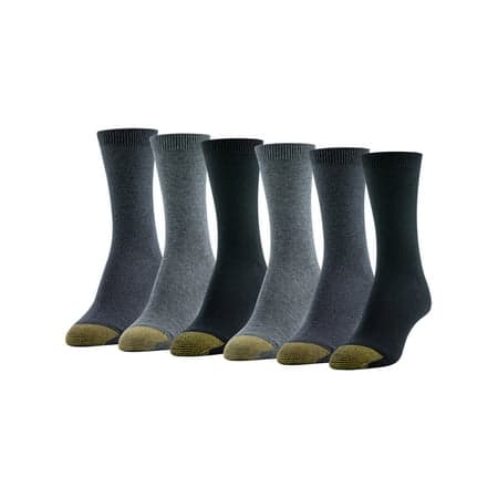 Goldtoe Edition Women’s Modern Mid-Crew Socks, 6-Pack, Shoe Sizes 6-9