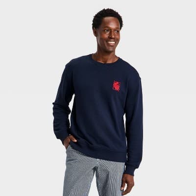 Men's French Terry Graphic Sweatshirt - Goodfellow & Co™ Navy Blue L