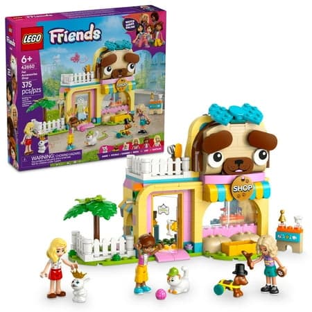 LEGO Friends Pet Accessories Shop Pretend Play Set - Building Toy for Kids, Girls and Boys, Ages 6+ - Gift for Kindergarten Graduation - with 3 Minidolls, Toy Dog, Cat, & Rabbit - 42650