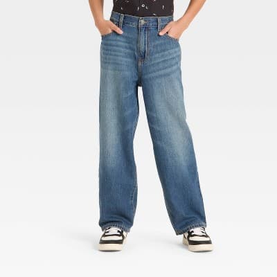 Boys' Mid-Rise Baggy Jeans - art class™ Medium Wash 8
