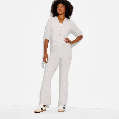 Women's Mid-Rise Foldover Cable Sweater Pants - Wild Fable™ Gray S