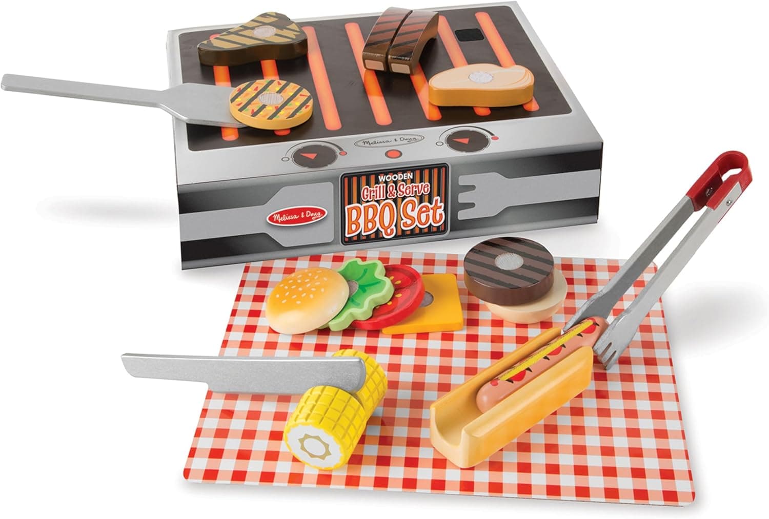 Melissa & Doug Pretend Play BBQ Set with Toy Food & Accessories