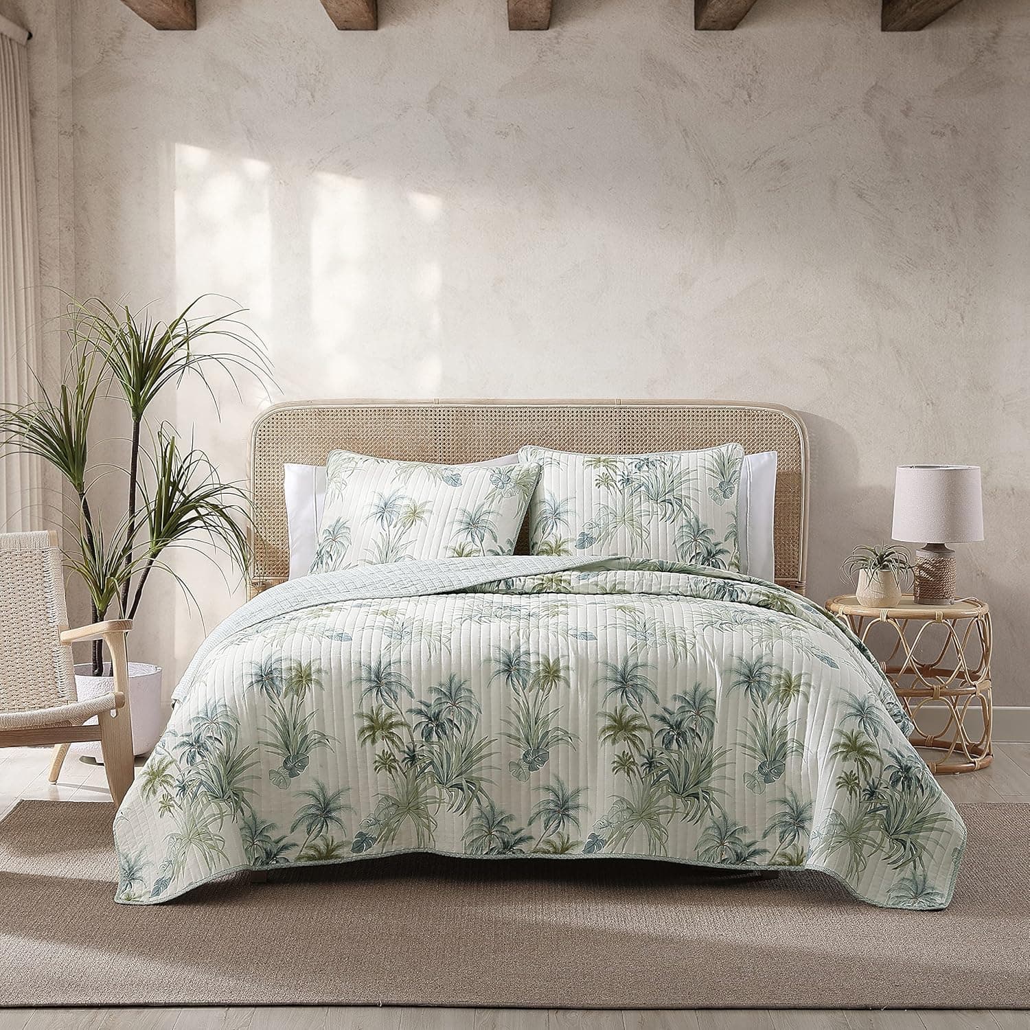 Cozy Serenity Palm Blue Twin Quilt from Tommy Bahama