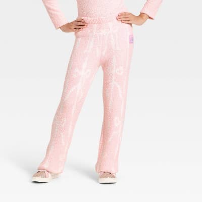 Girls' The Aristocats Marie Bow Printed Boucle Pants - Light Pink XS