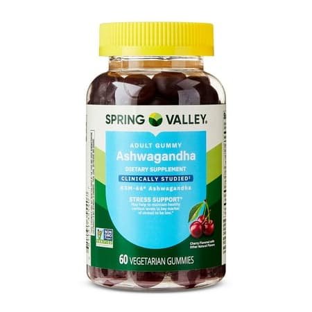 Spring Valley Ashwagandha Vegetarian Gummies for Stress Support Dietary Supplement, Cherry Flavor, 60 Count