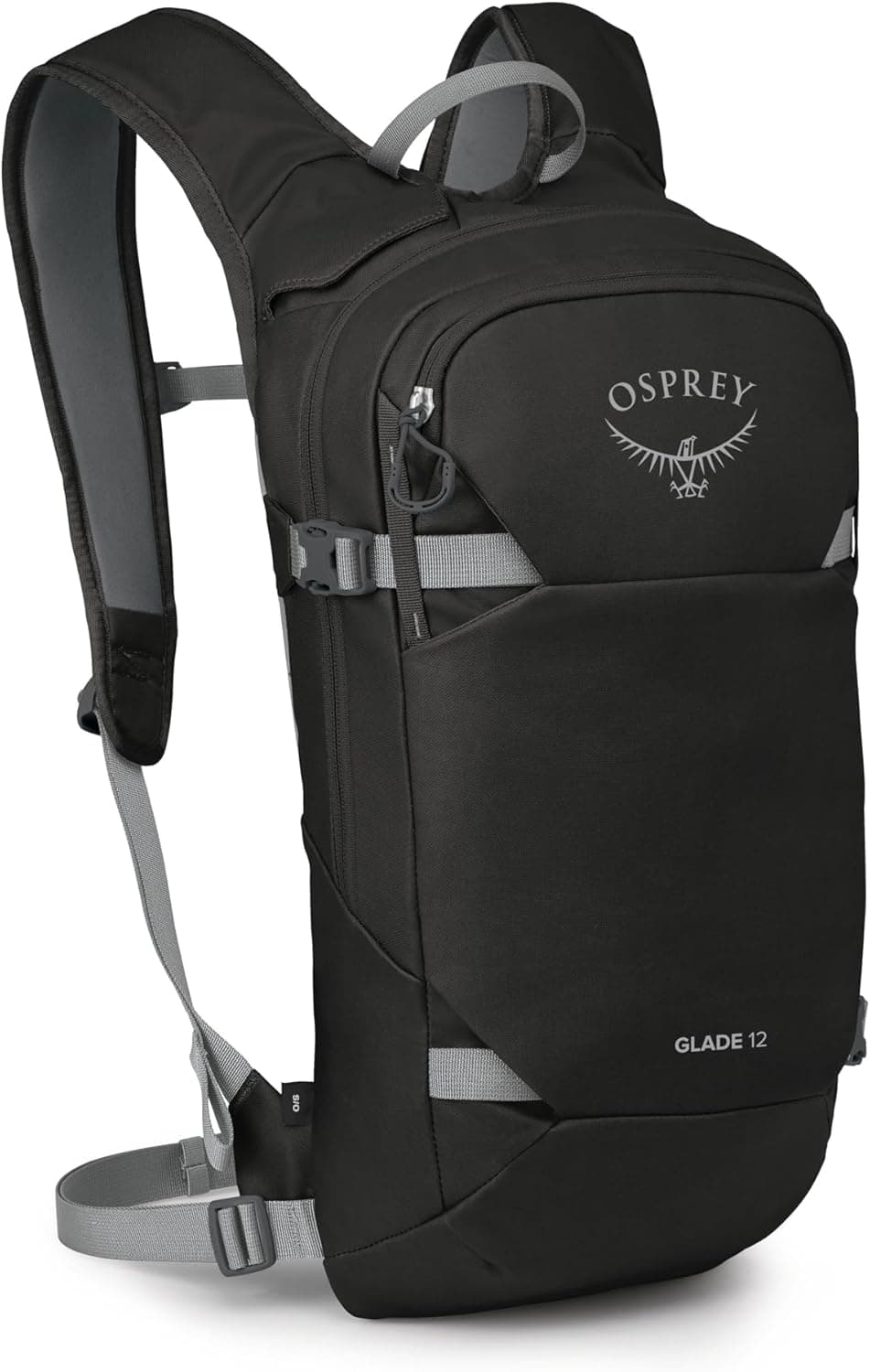 Osprey Glade 12-Ski and Snowboard Hydration Pack-Cold-Weather Winter Backpack with 2.5L Water Reservoir, Diagonal Ski Carry, Snowboard Carry and Insulated Harness, Black