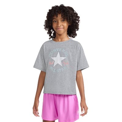 Converse® Girls' Short Sleeve Boxy Fit Graphic T-Shirt - Gray XL