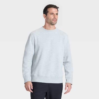Men's Active Comfort Fleece Crewneck Sweatshirt - All In Motion™ Heather Gray L