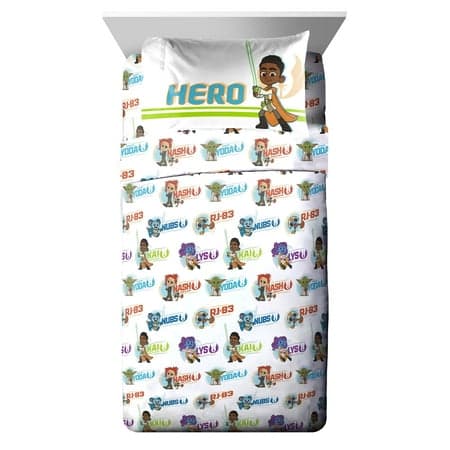 Young Jedi Kids 3-Piece Twin Sheet Set, Microfiber, White, Star Wars